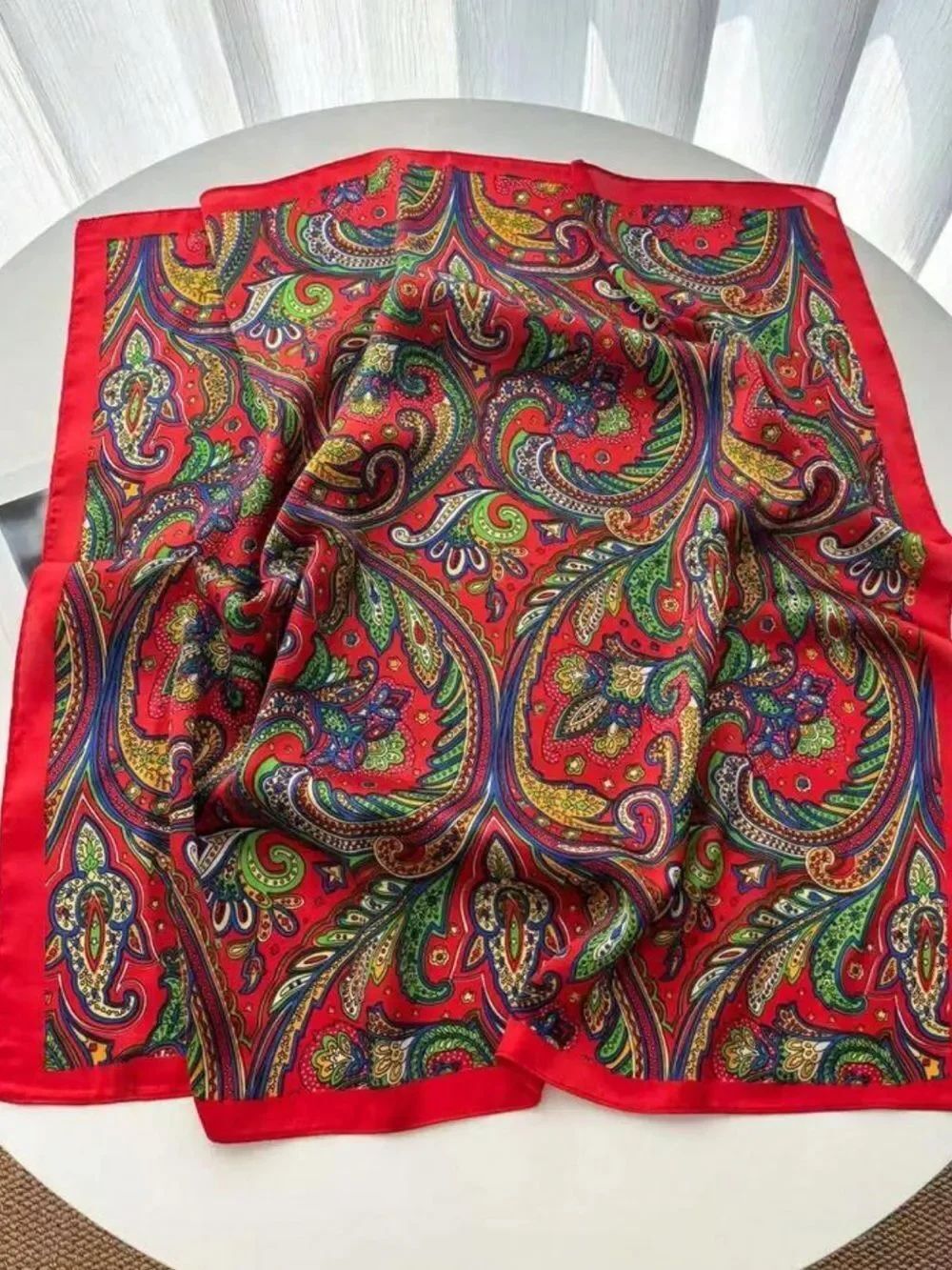 Vibrant Red Paisley Scarf S179